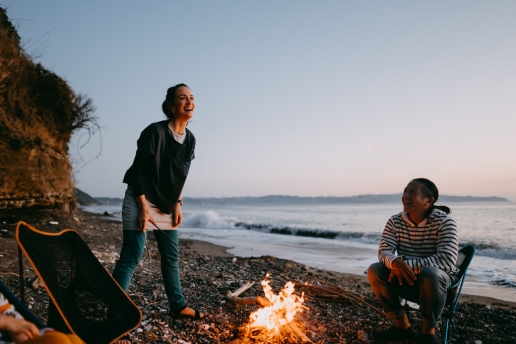 Wild beach camping by Tokyo Bay, Chiba