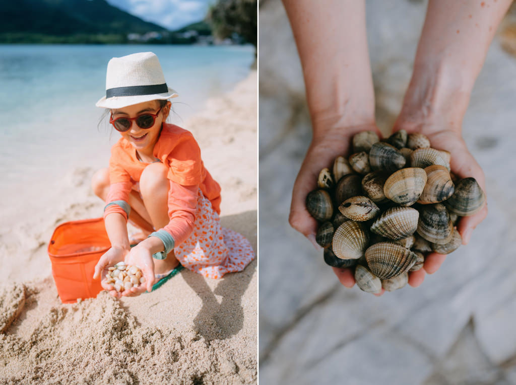 Clam digging on Ishigaki Island, Okinawa, Japan