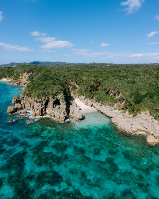 Hidden tropical beach on Okinawa Main Island, Japan