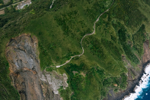 Aerial view of Aogashima Island, Tokyo