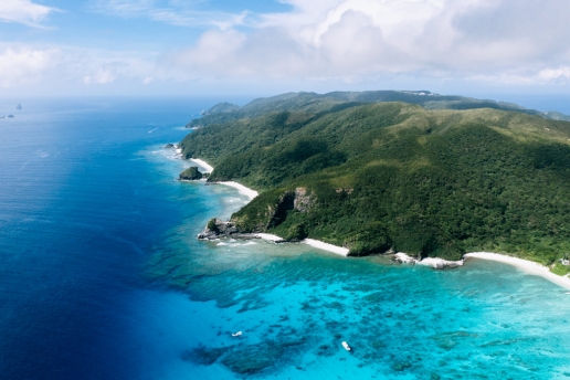 Aerial view of Tokashiki Island, Okinawa, Japan