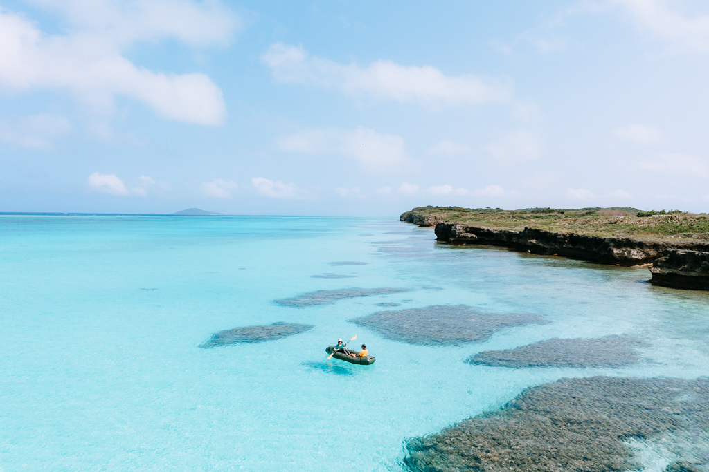 Coral-reef lagoon packrafting/kayaking, Miyako Island, Okinawa, Japan