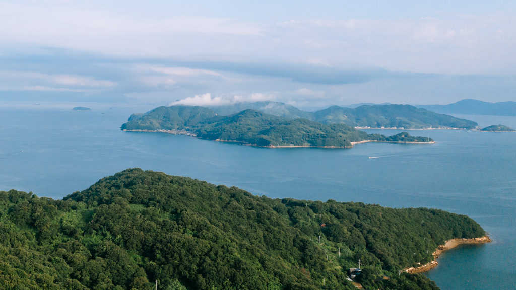 Aerial view of Kasaoka Islands, Seto Inland Sea, Japan