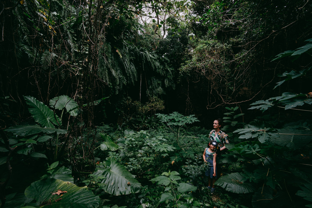 Hiking to one of many jungle caves on Miyako Island, Okinawa, Japan