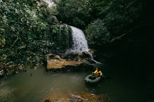 Waterfall deep inside jungle of Iriomote Island, Okinawa, Japan
