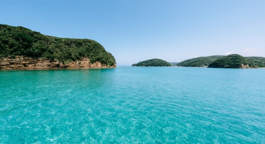 Clear blue water around Tatsunoshima, Iki Island, Nagasaki, Japan