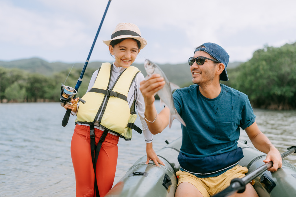 Mangrove fishing with kids, Ishigaki Island, Okinawa, Japan