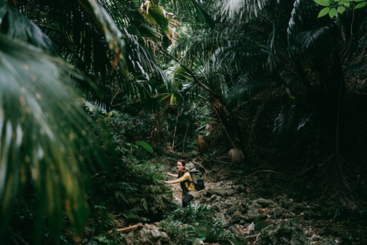 Hiking in jungle of Yonaguni Island, Okinawa, Japan