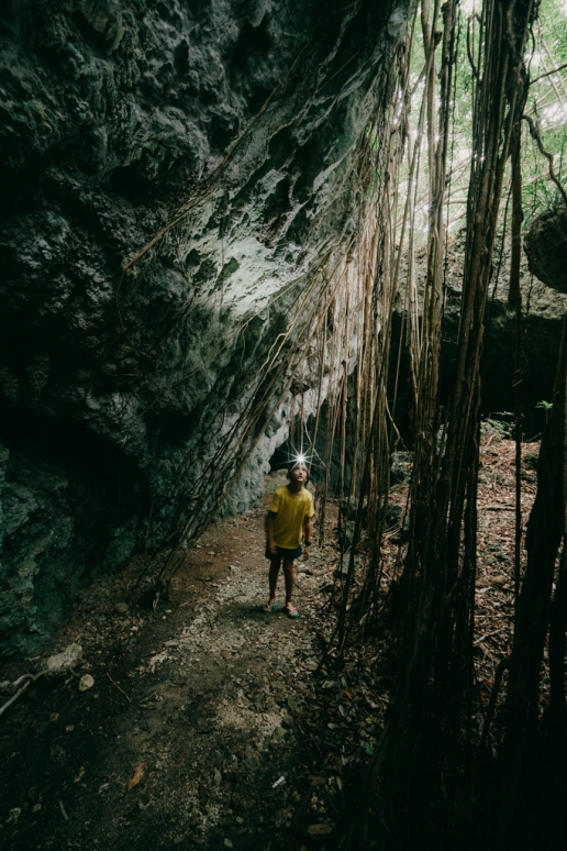 Exploring limestone cave, Kikaijima, Amami Islands, Kagoshima, Japan