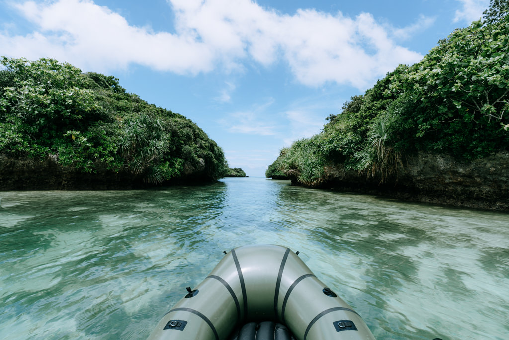 Kayaking around rock islands of Kabira Bay, Ishigaki Island, Okinawa, Japan