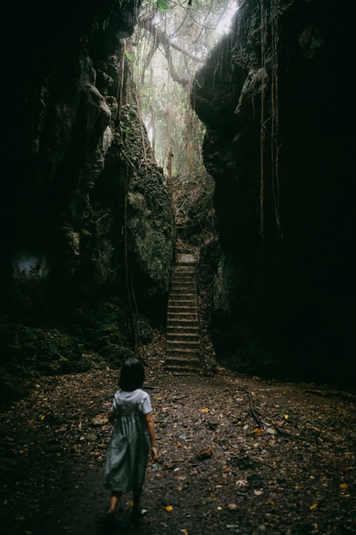 Limestone cave in jungle, Irabu Island of the Miyako Islands, Okinawa, Japan