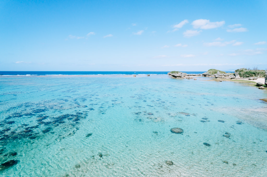 Overlooking coral reef lagoon, Okinawa Main Island
