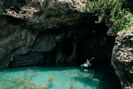 Sea cave kayaking, Sado Island, Niigata, Japan