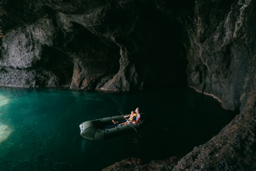 Sea cave adventure, Sado Island, Niigata, Japan