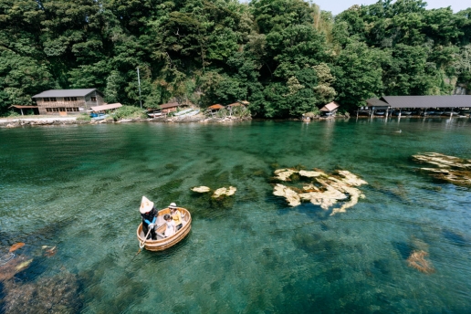 Traditional tarai-bune (tub boat), Sado Island, Niigata, Japan