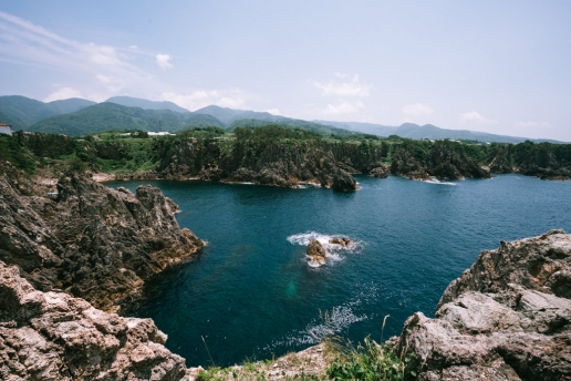 Rugged coastline of Senkaku Bay, Sado Island, Niigata, Japan