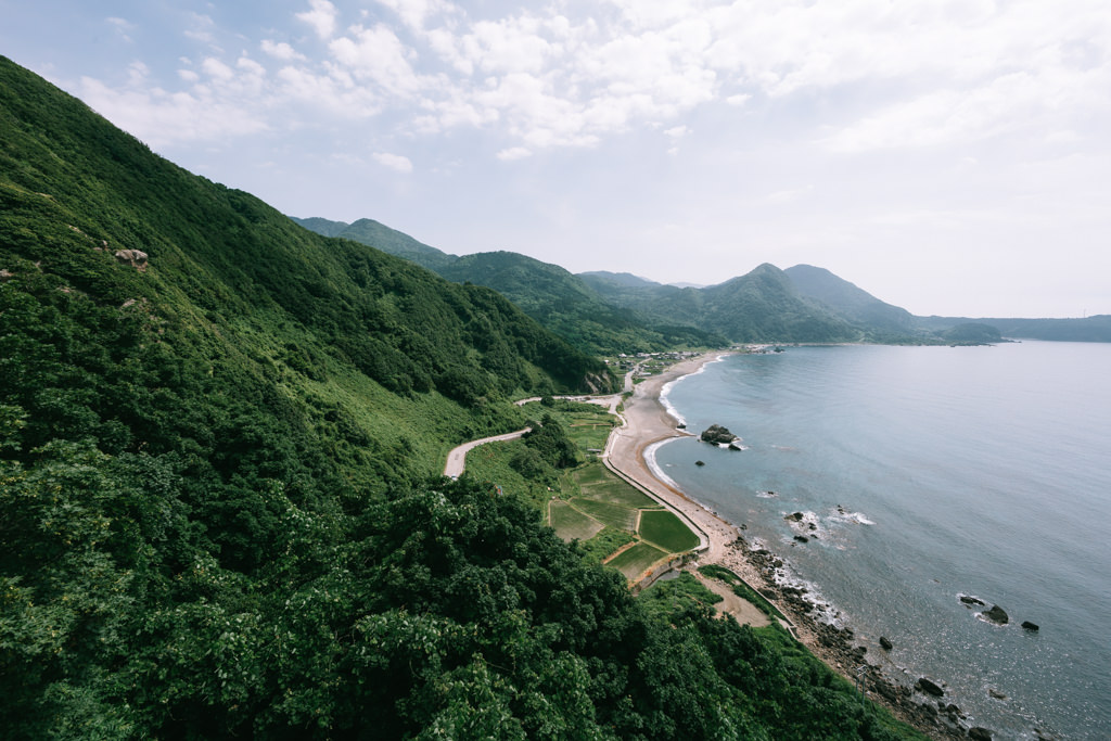 Lush green landscape of Sado Island, Niigata, Japan