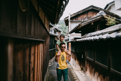 Having a walk in Manabeshima main village, Okayama, Japan