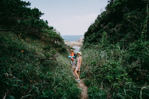 Forest path to a secret beach of Shikine Island, Tokyo