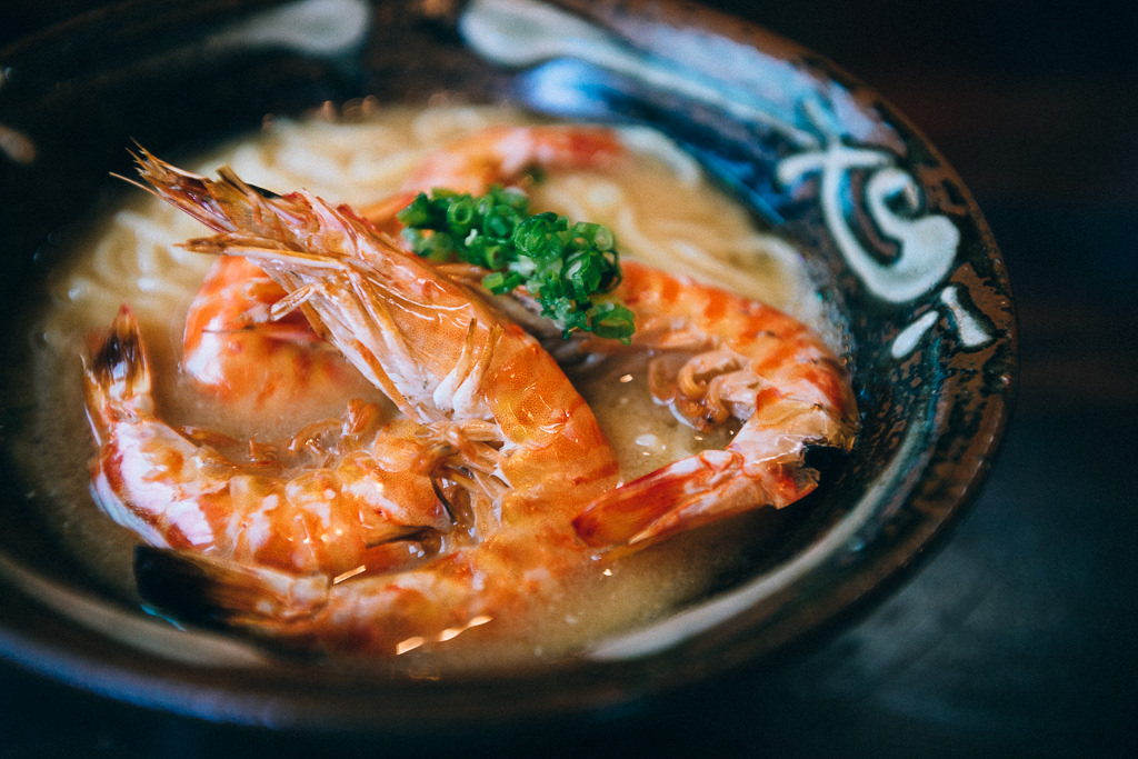 Okinawa soba noodle with Japanese tiger prawn, Ishigaki Island