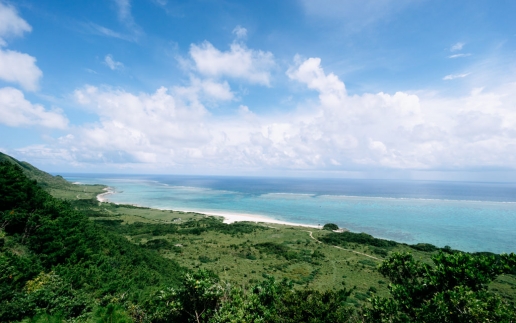 Tropical Japanese island with fringing coral reefs, Ishigaki-jima
