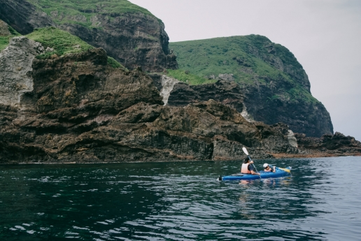 Sea kayaking around Nishinoshima of the Oki Islands, Shimane, Japan