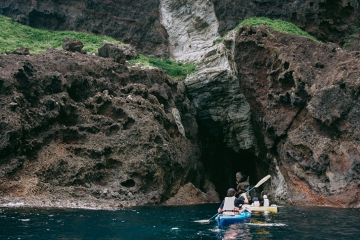 Sea cave kayaking, Nishinoshima of the Okinoshima Islands, Shimane, Japan
