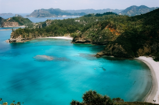 Scenic tropical beach of remote Tokyo, Ogasawara Islands, Japan