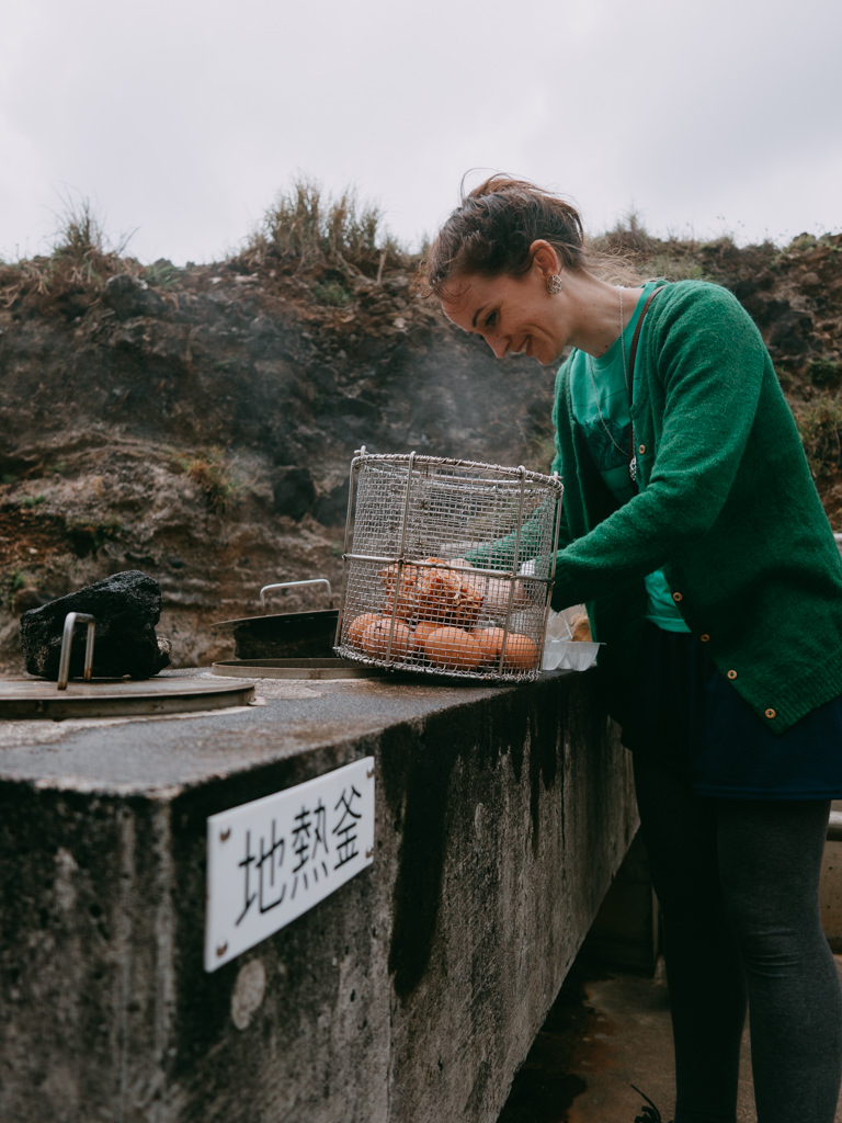 Cooking with steam from the volcano, Aogashima Island, Tokyo
