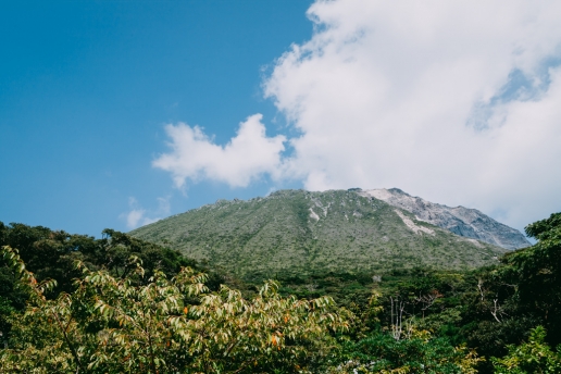 Beautiful view of Mt. Tenjo from the campsite of Kozushima Island, Tokyo
