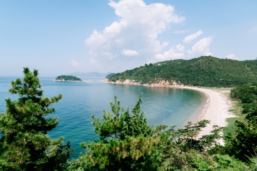 Beautiful beach on Naoshima Island, Kagawa, Japan