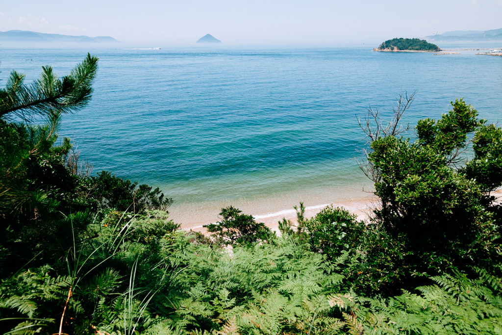 Beautiful beach of Naoshima with calm water of Seto Inland Sea, Japan