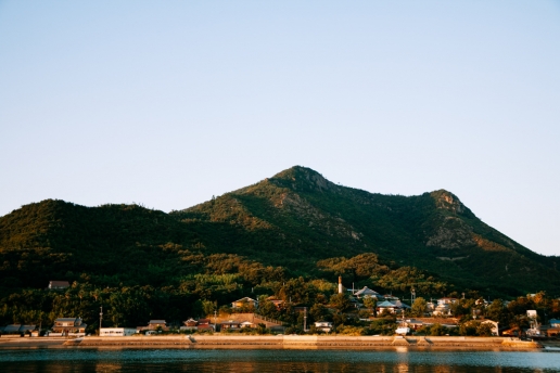 View of Shodoshima Island ferry port, Seto Inland Sea, Japan