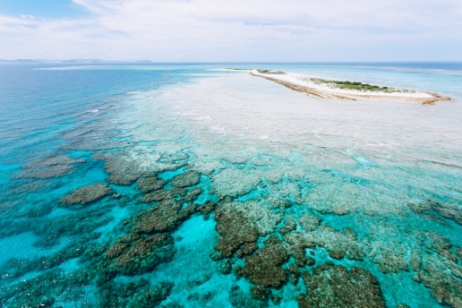 Deserted tropical island from above, Okinawa, Japan