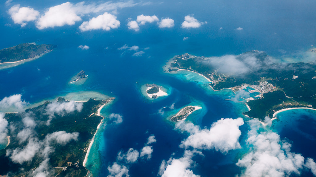Aerial view of the Kerama Islands, Okinawa, Japan