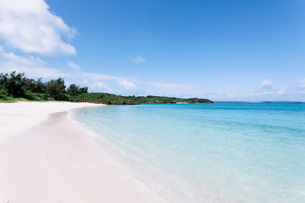 White sand tropical beach of southern Japan, Miyako-jima Island, Okinawa