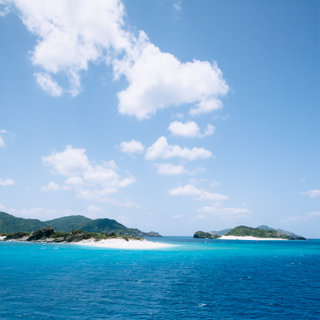 Scenic view of Kerama Islands from ferry, Okinawa, Japan