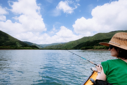 Kayak fishing in mangrove river, Amami Oshima, Kagoshima, Japan