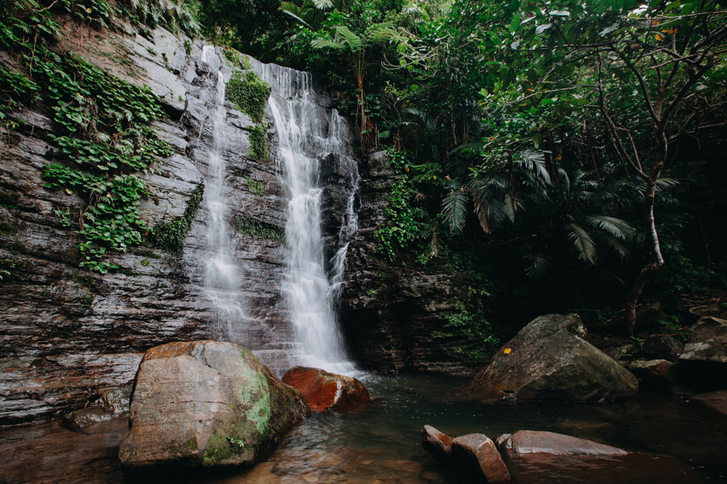Beautiful waterfall in jungle of Tropical Japan, Iriomote Island, Okinawa
