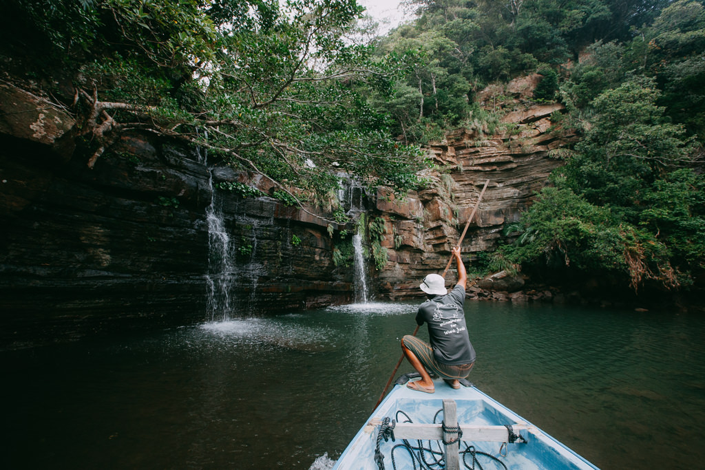 Waterfall at the end of mangrove river, Iriomote Island, Okinawa, Japan