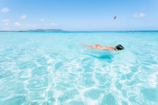 Swimming in clearest water of Tropical Japan, Kume Island, Okinawa