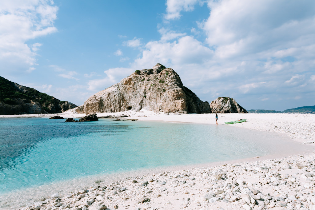 Deserted coral island beach of southern Japan, Kerama Islands, Okinawa