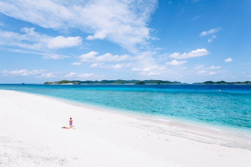 Scenic tropical beach of Aka Island, Okinawa, Japan